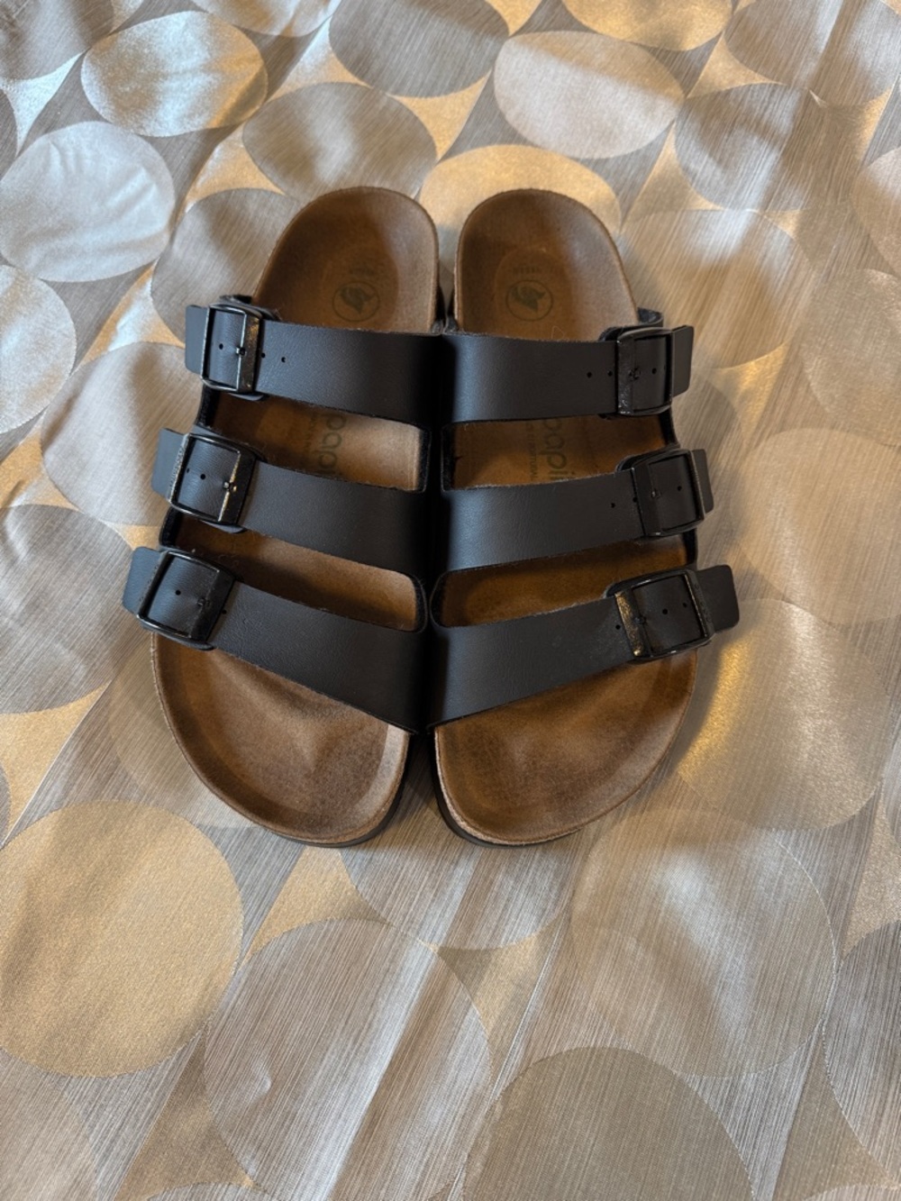 Birkenstock Papillio Platform Black Strap Sandals with Cork Footbed